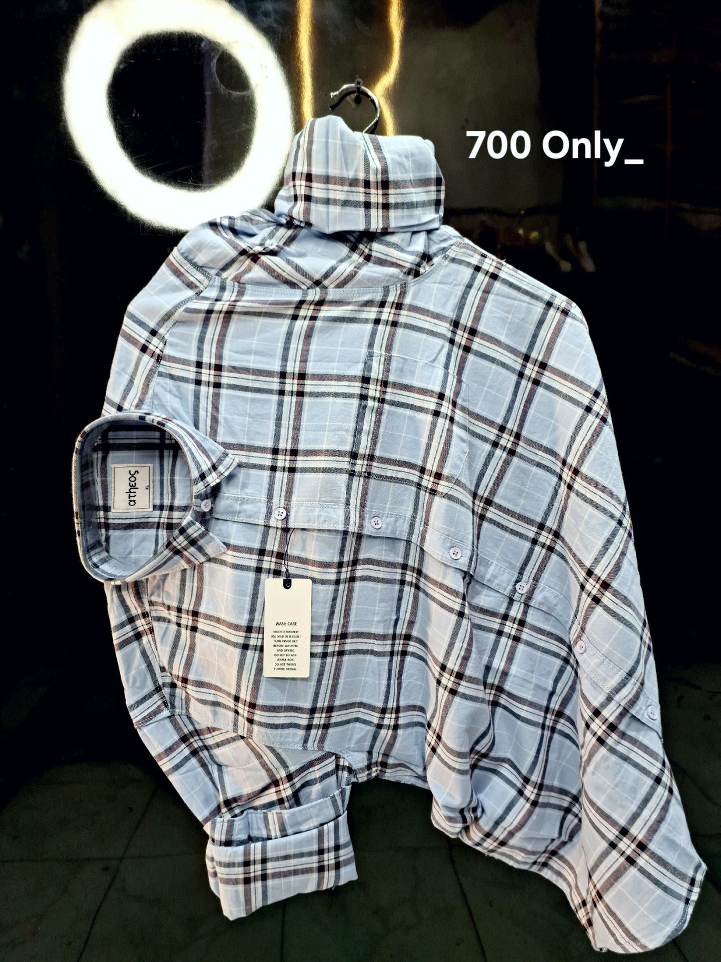 ATHEOS BRAND CHECKED LIGHT BLUE SHIRT