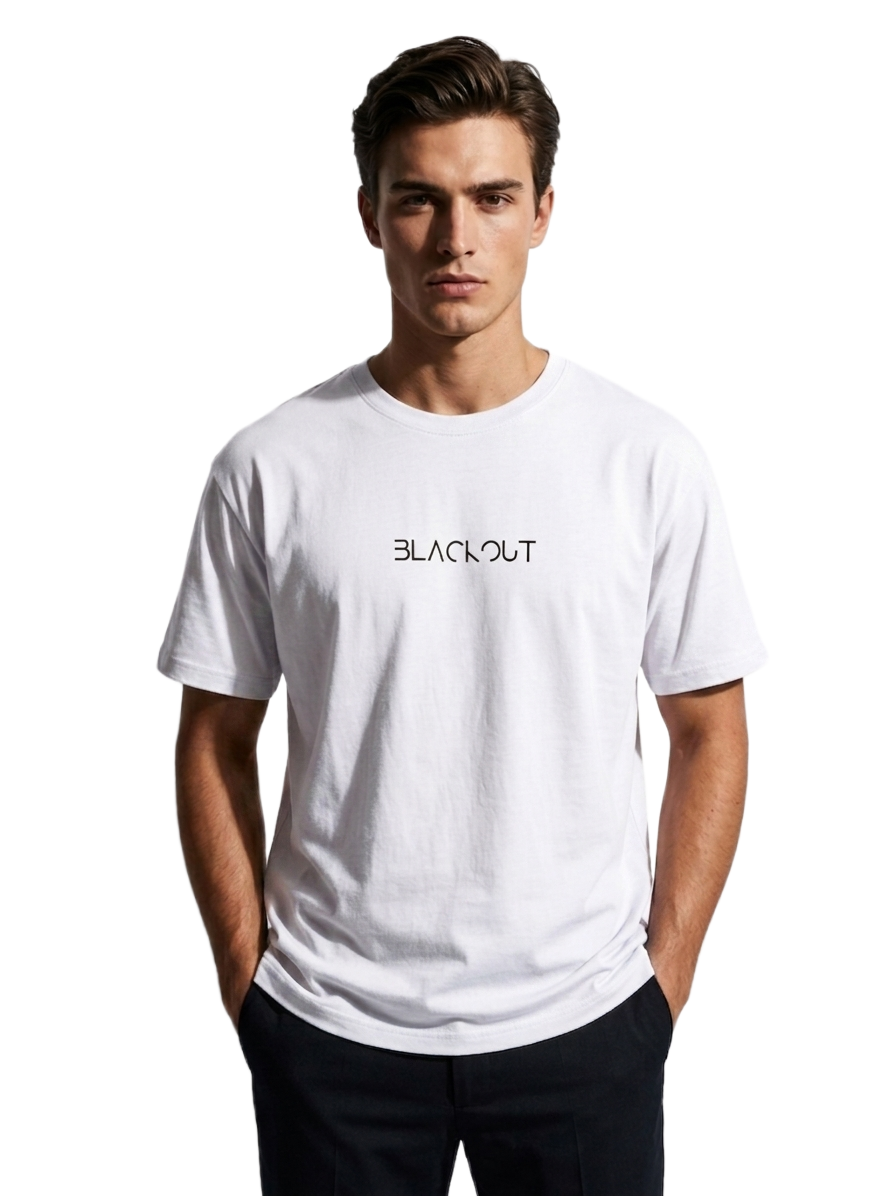 BLACKOUT PRINT HALF SLEEVE T SHIRT FOR MEN BY ATHEOS | BLACKOUTPOLLACHI