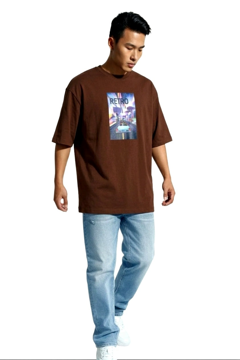 09 TRIPPY RETRO PRINT OVERSIZED T SHIRT