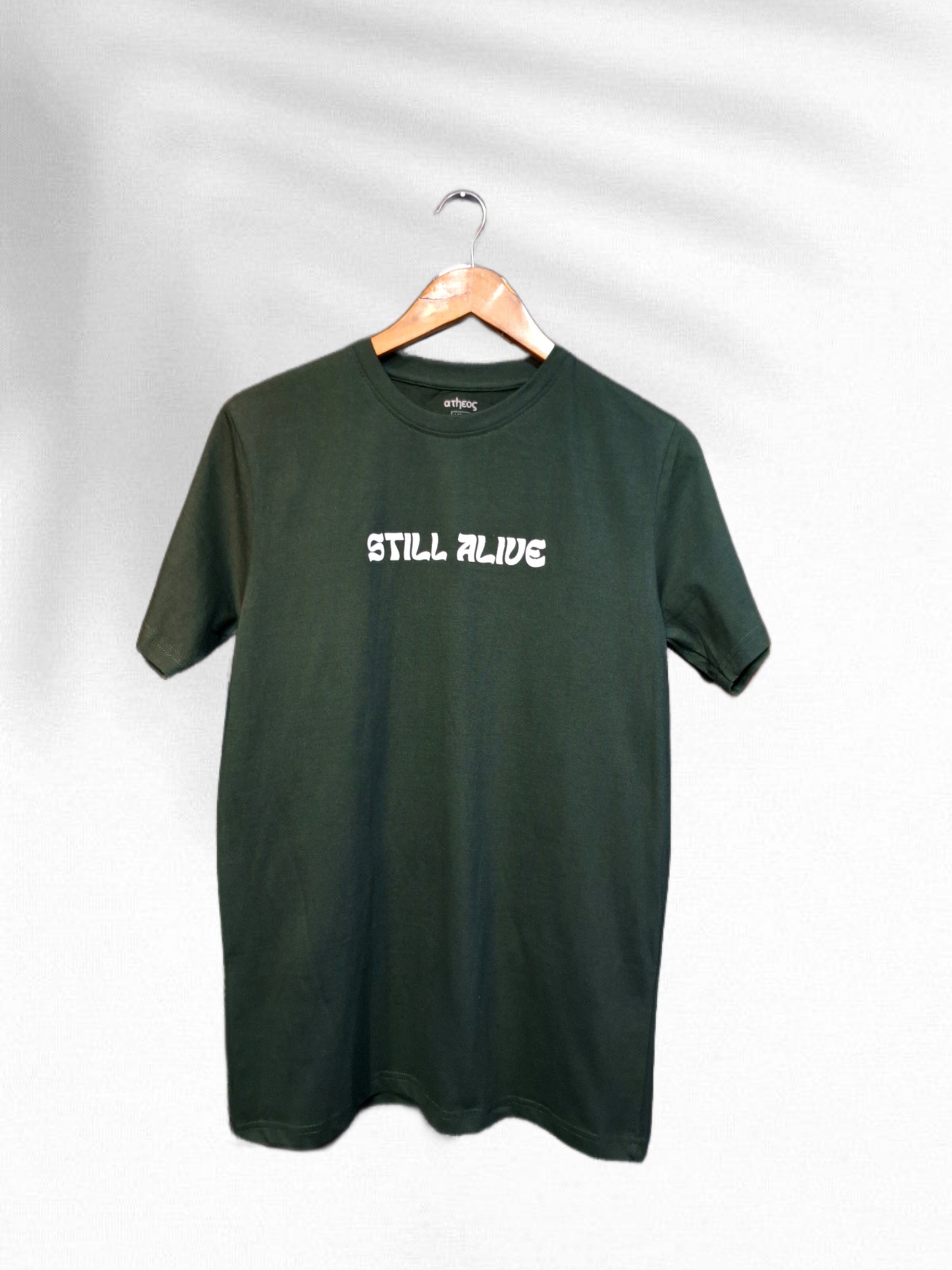 STILL ALIVE HALF SLEEVE GREEN T SHIRT