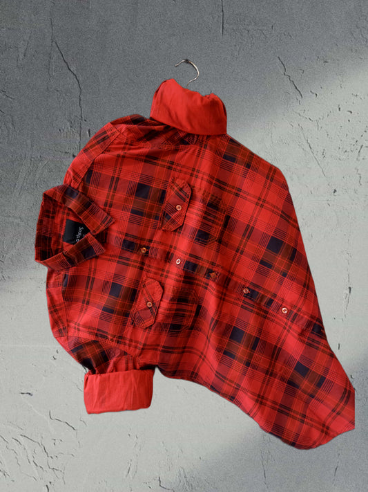 ATHEOS BRAND CHECKED DOUBLE POCKET RED SHIRT