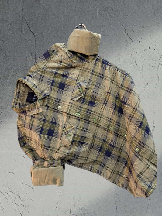ATHEOS BRAND CHECKED DOUBLE POCKET GREEN SHIRT