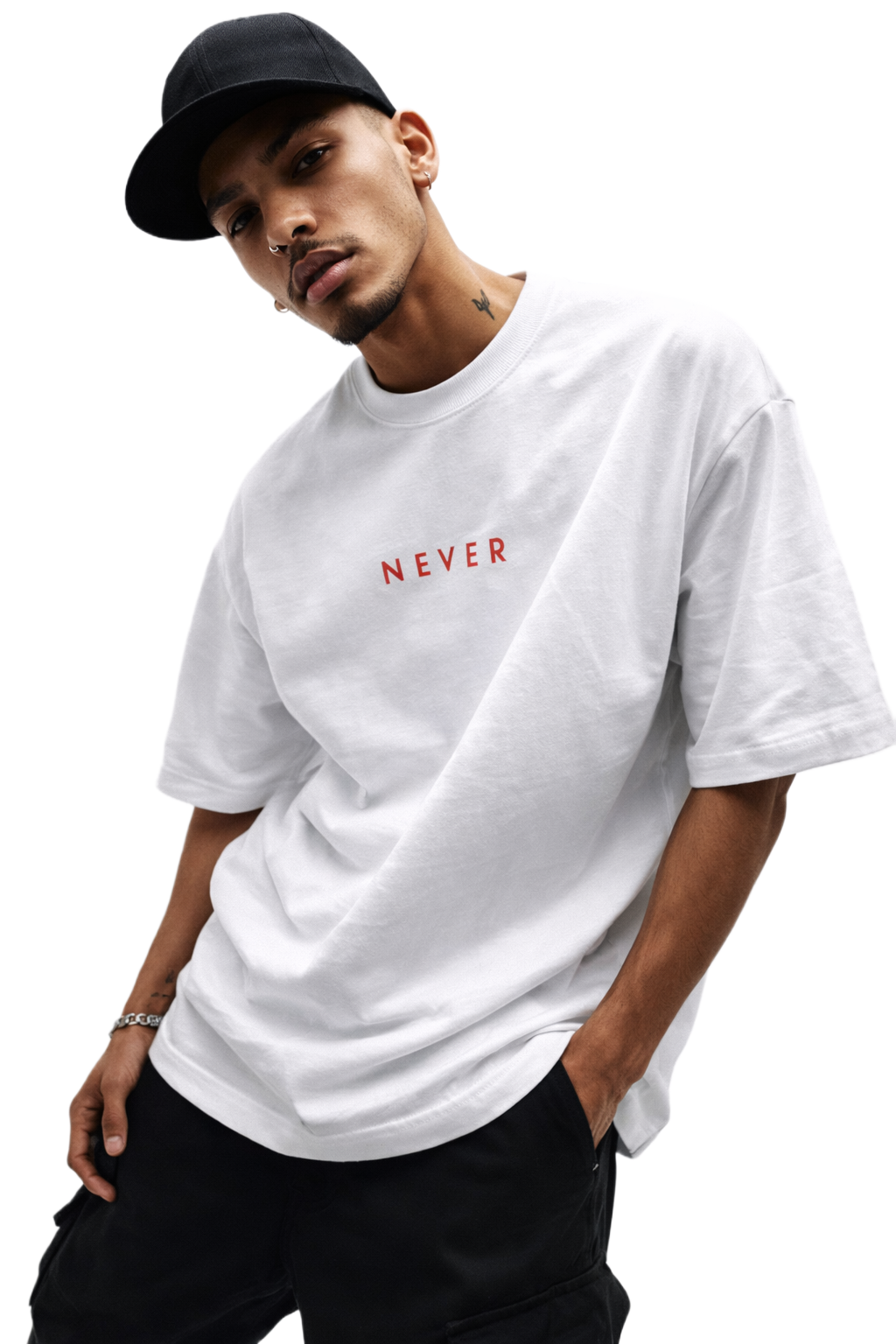 021 NEVER DESIGN OVERSIZED T SHIRT