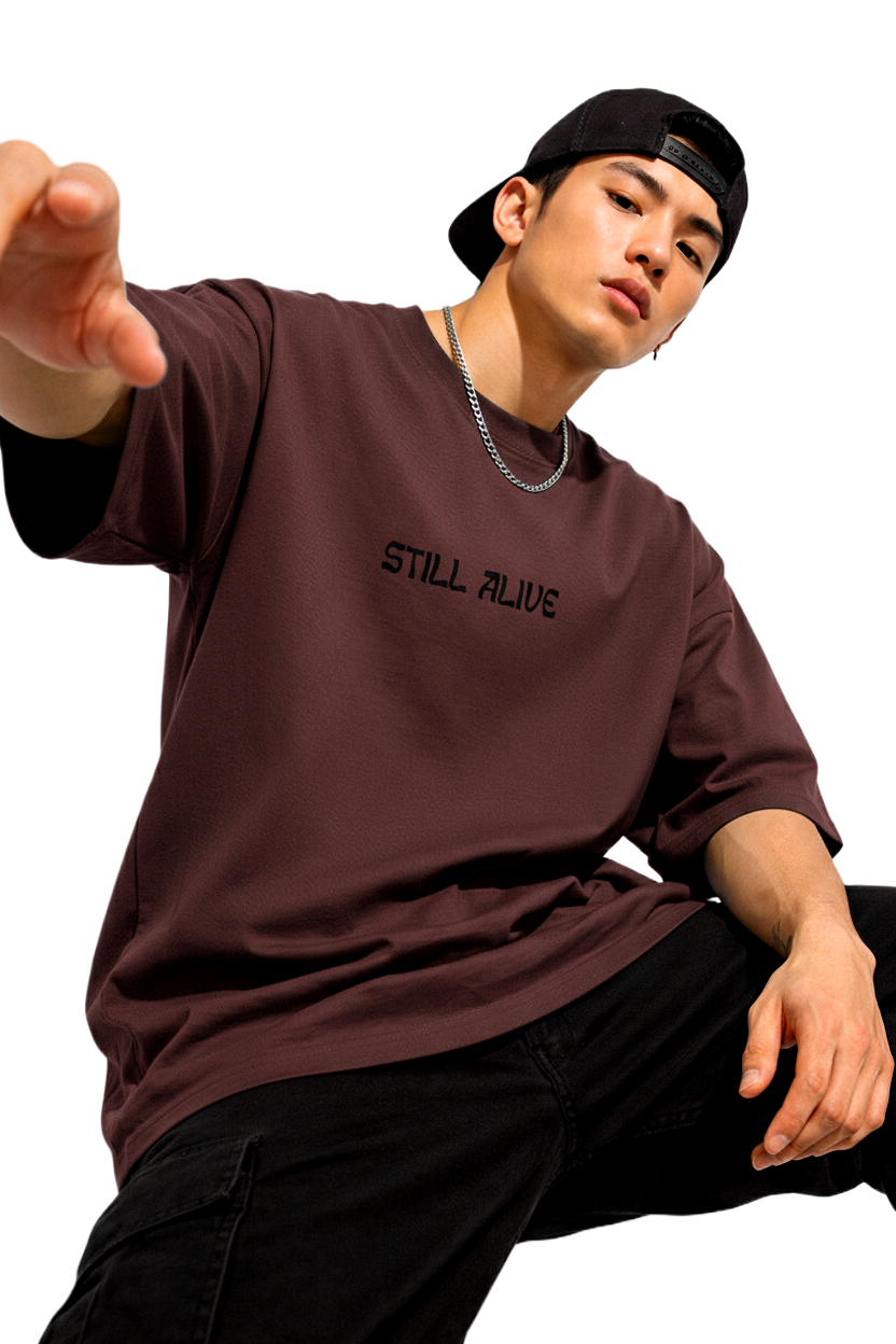 0032 STILL ALIVE DESIGN OVERSIZED T SHIRT