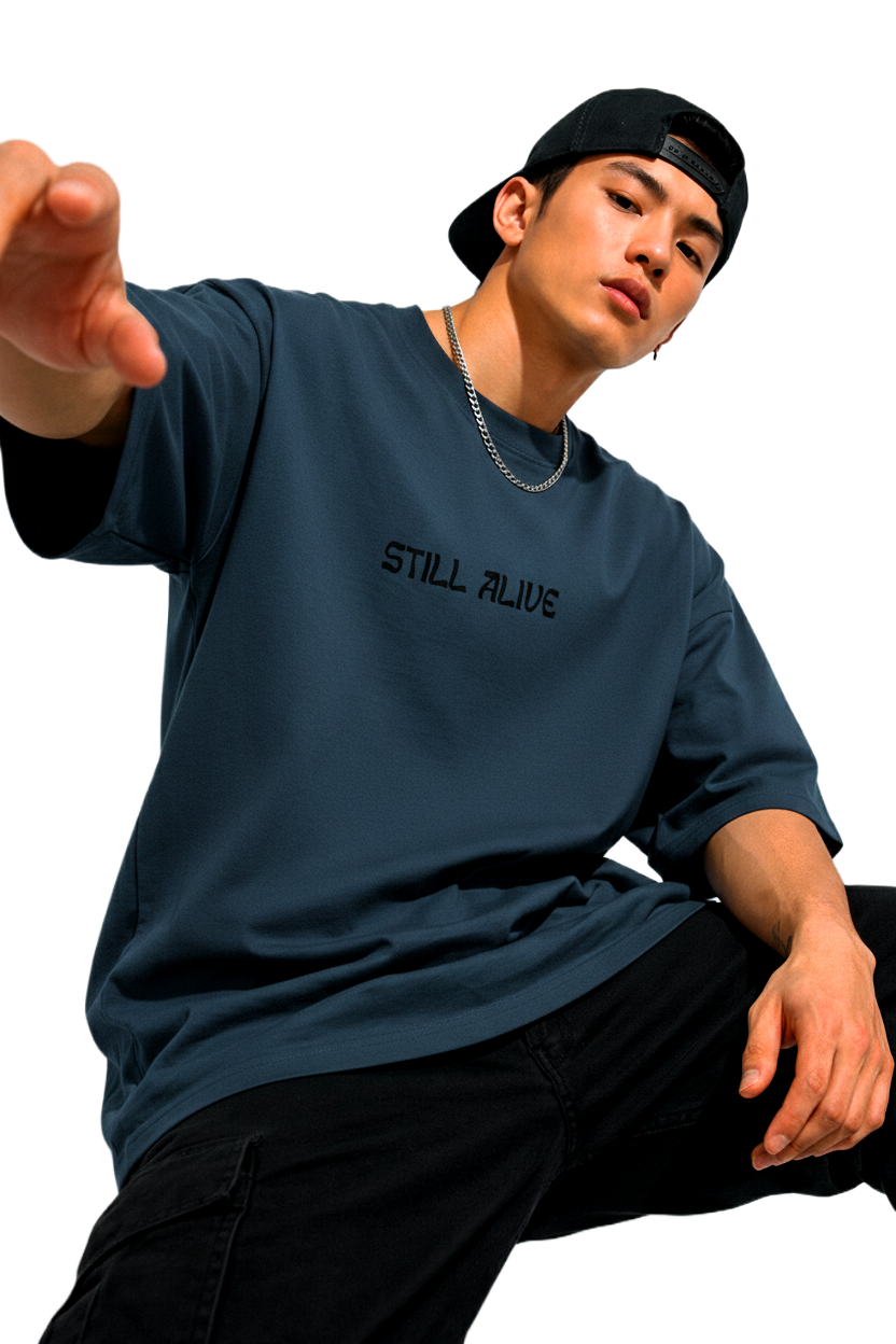 0032 STILL ALIVE DESIGN OVERSIZED T SHIRT