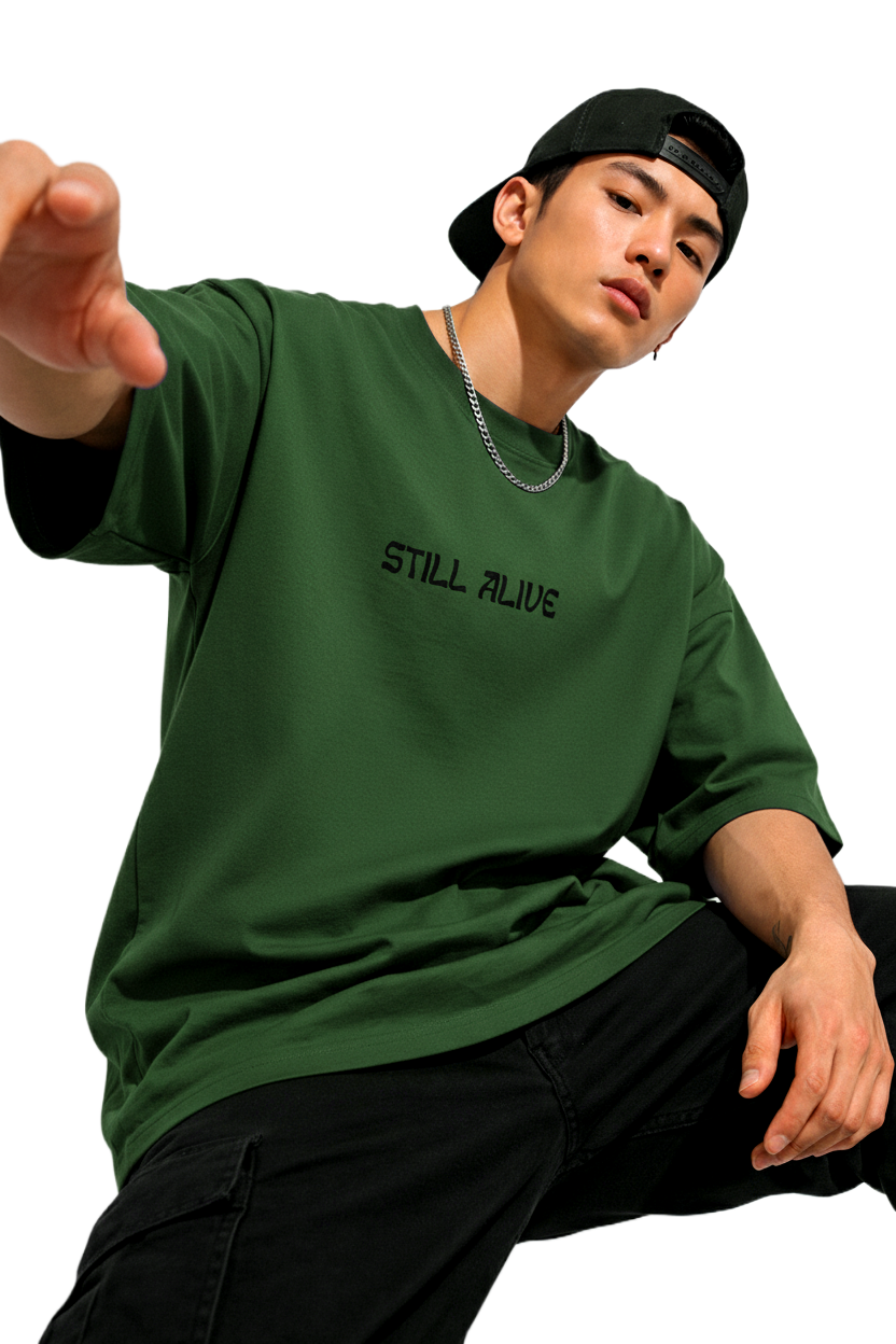 0032 STILL ALIVE DESIGN OVERSIZED T SHIRT