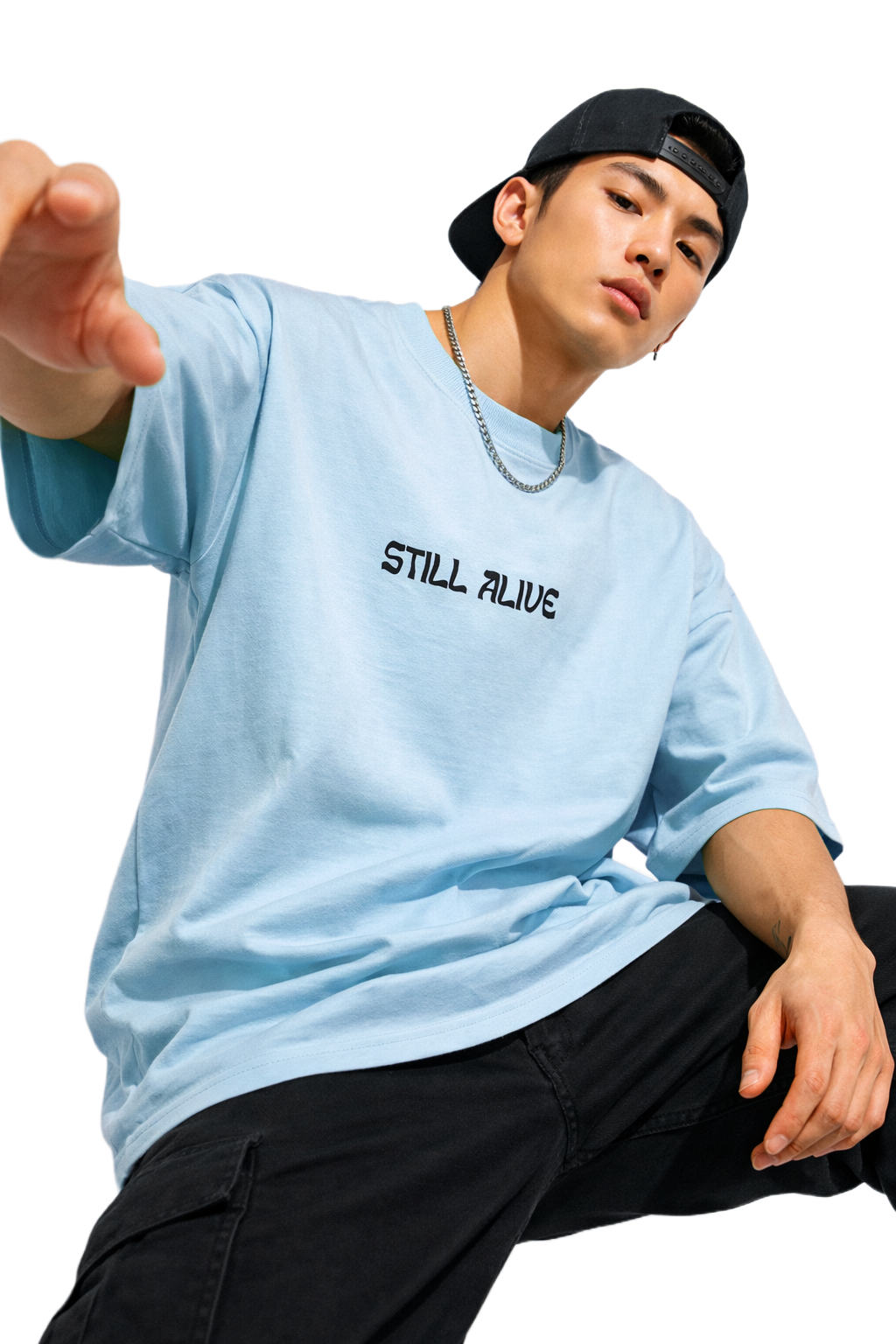 0032 STILL ALIVE DESIGN OVERSIZED T SHIRT