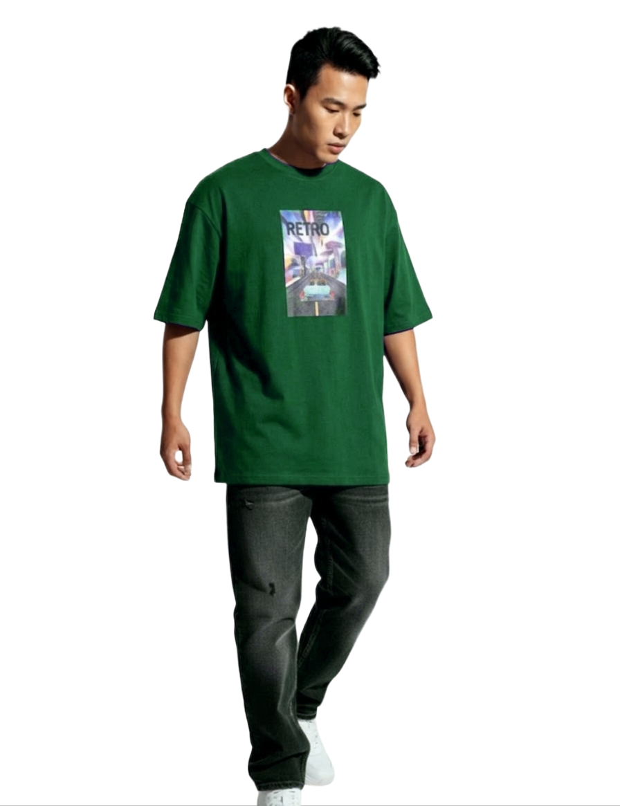 09 TRIPPY RETRO PRINT OVERSIZED T SHIRT