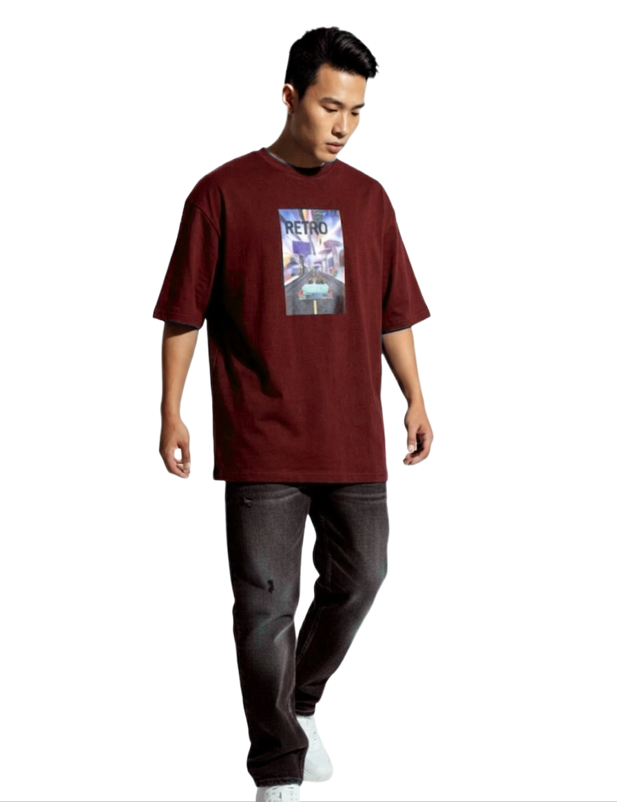 09 TRIPPY RETRO PRINT OVERSIZED T SHIRT