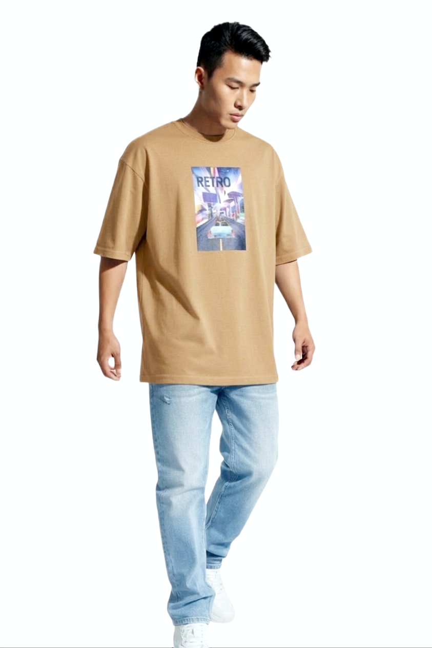 09 TRIPPY RETRO PRINT OVERSIZED T SHIRT