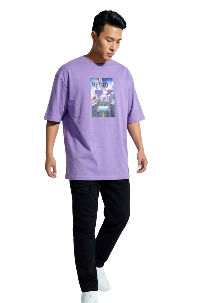 09 TRIPPY RETRO PRINT OVERSIZED T SHIRT