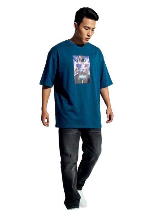 09 TRIPPY RETRO PRINT OVERSIZED T SHIRT