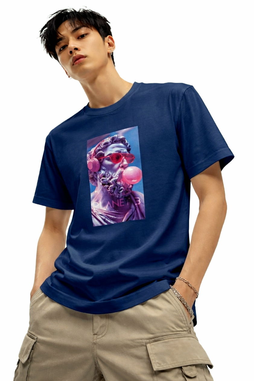 PLANET B PRINT HALF SLEEVE T SHIRT FOR MEN BY ATHEOS | BLACKOUTPOLLACHI