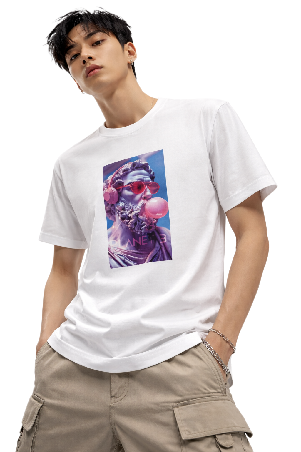 PLANET B PRINT HALF SLEEVE T SHIRT FOR MEN BY ATHEOS | BLACKOUTPOLLACHI