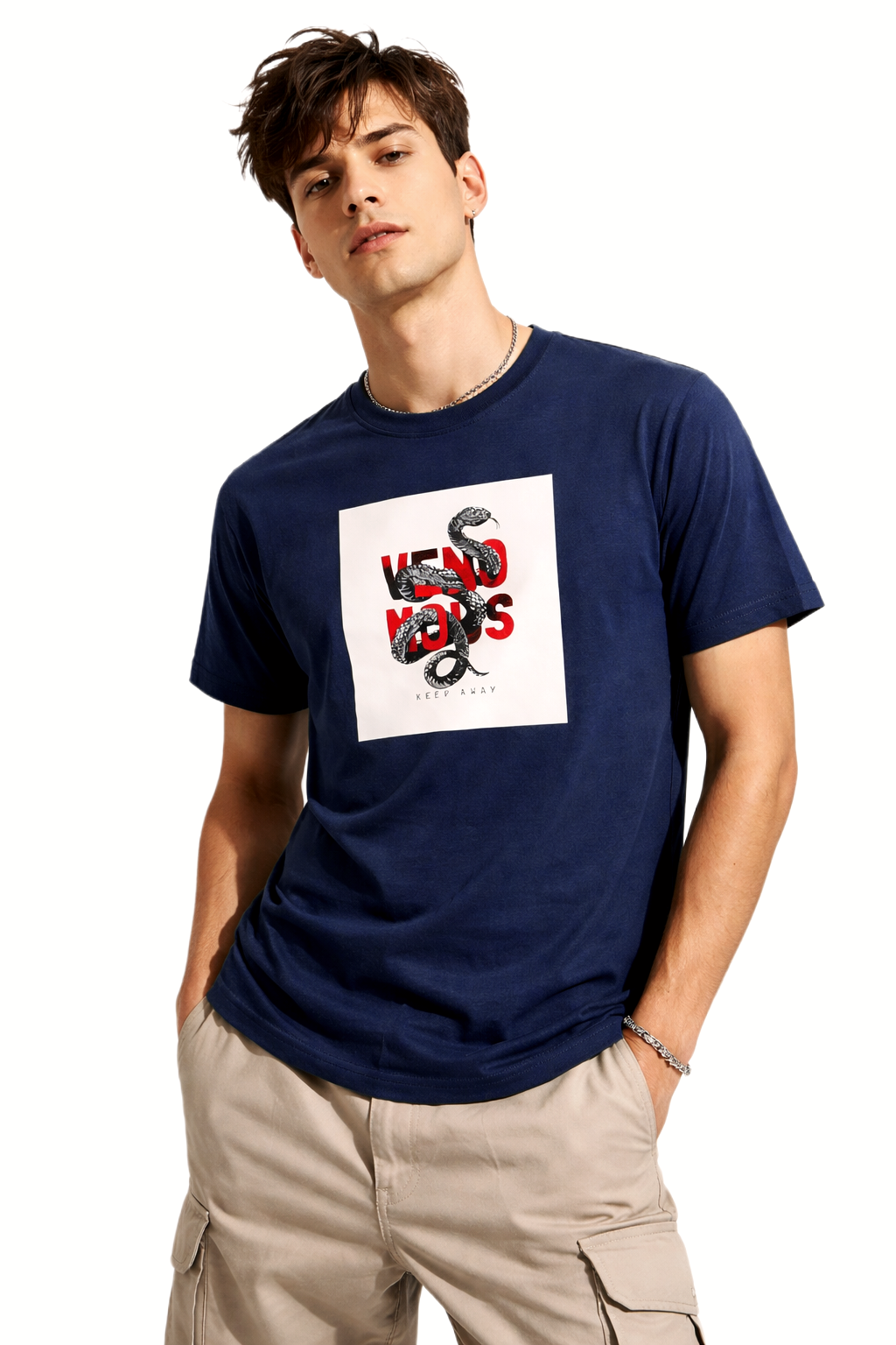 SNAKE VENOM PRINT HALF SLEEVE T SHIRT FOR MEN BY ATHEOS | BLACKOUTPOLLACHI