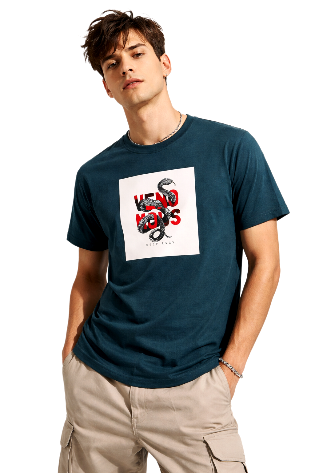 SNAKE VENOM PRINT HALF SLEEVE T SHIRT FOR MEN BY ATHEOS | BLACKOUTPOLLACHI