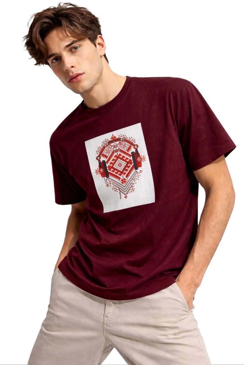 TECHNO HEADPHONE PRINT HALF SLEEVE T SHIRT FOR MEN BY ATHEOS | BLACKOUTPOLLACHI