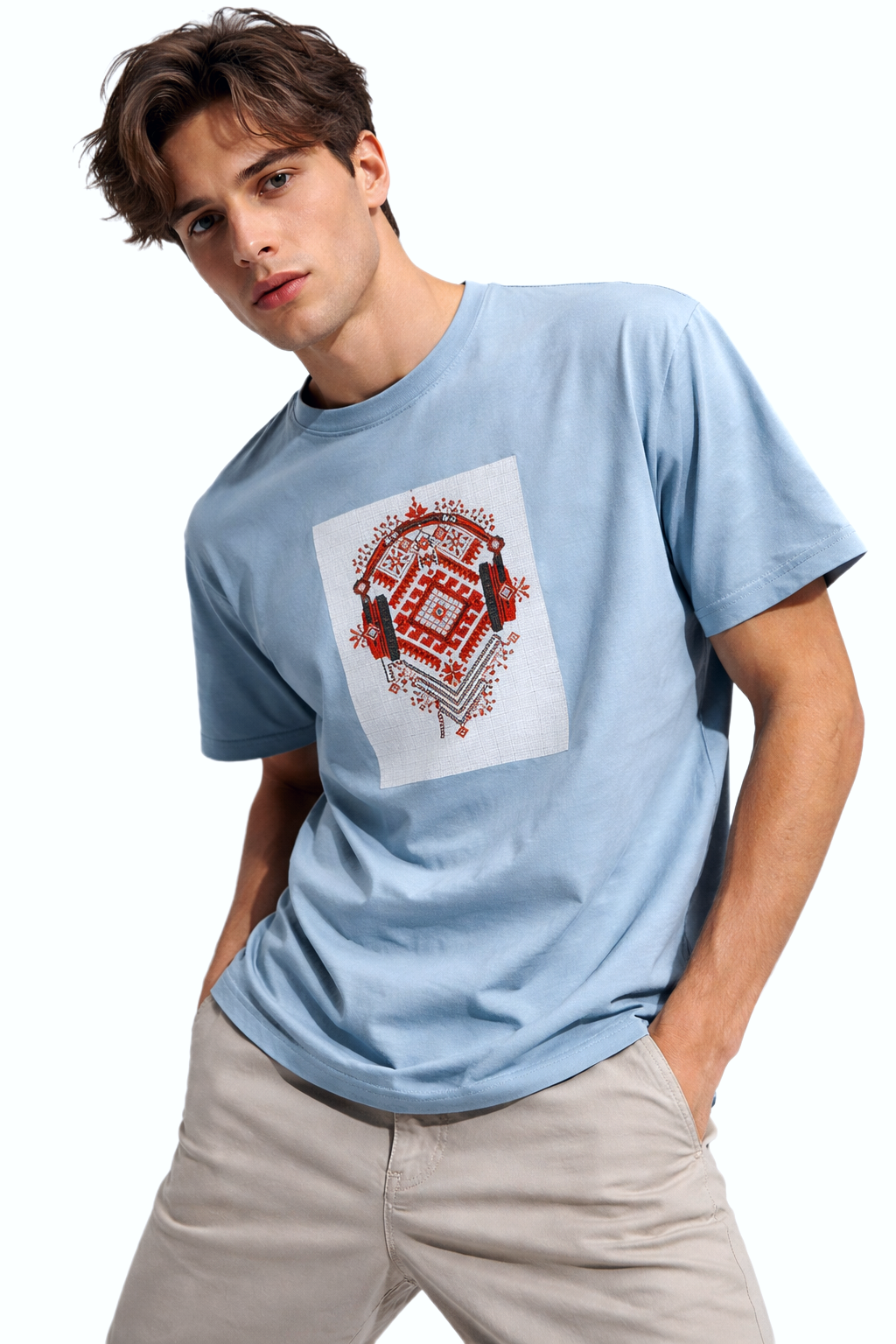 TECHNO HEADPHONE PRINT HALF SLEEVE T SHIRT FOR MEN BY ATHEOS | BLACKOUTPOLLACHI