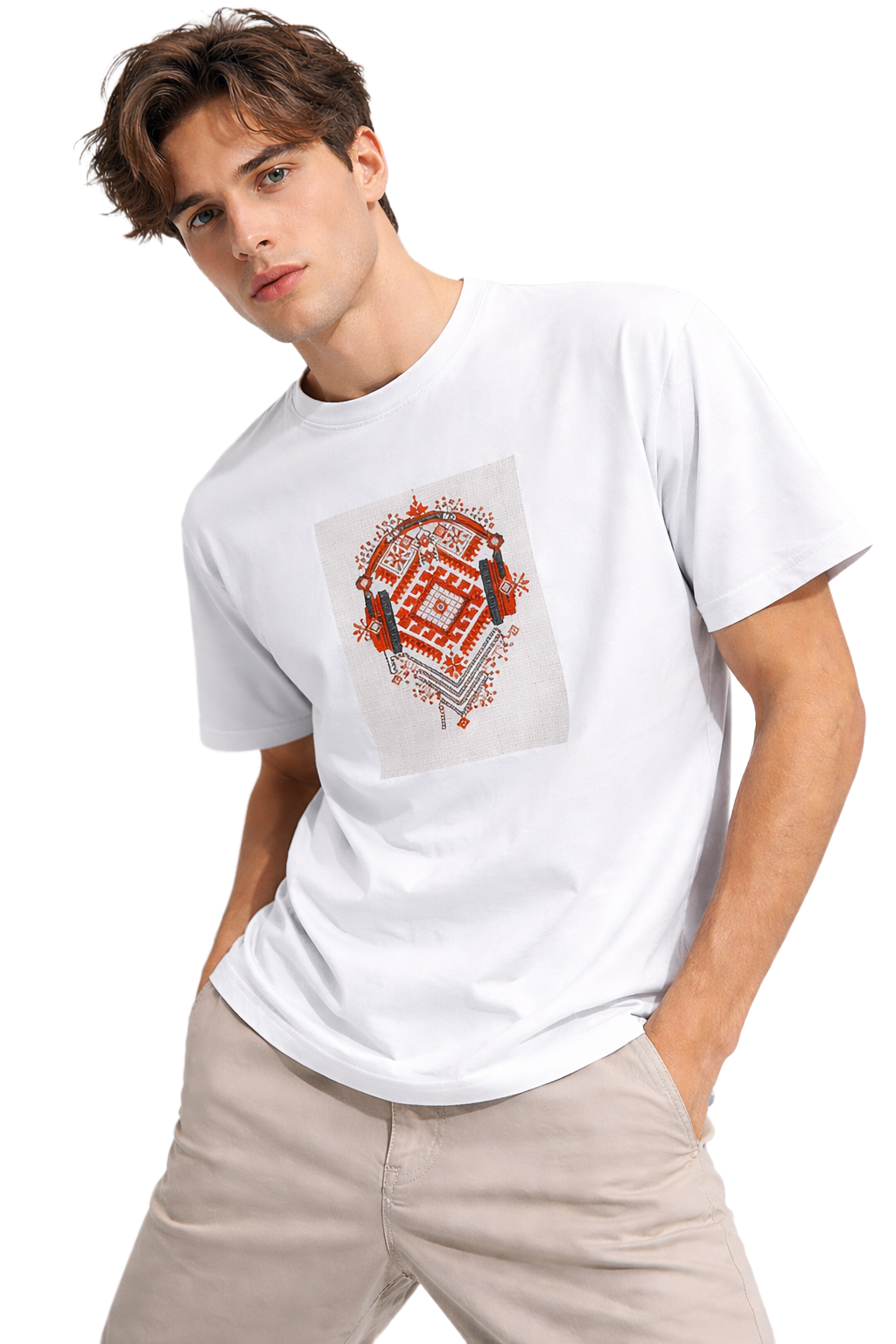 TECHNO HEADPHONE PRINT HALF SLEEVE T SHIRT FOR MEN BY ATHEOS | BLACKOUTPOLLACHI
