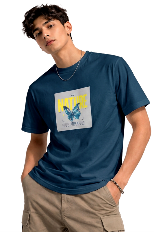 NATURE BUTTERFLY  PRINT HALF SLEEVE T SHIRT FOR MEN BY ATHEOS | BLACKOUTPOLLACHI