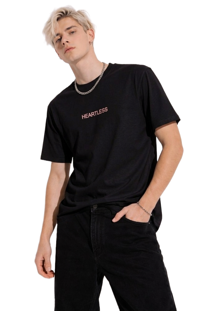 HEARTLESS PRINT HALF SLEEVE T SHIRT FOR MEN BY ATHEOS | BLACKOUTPOLLACHI