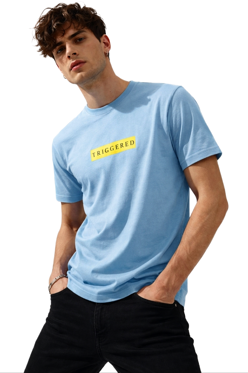 TRIGGERED PRINT HALF SLEEVE T SHIRT FOR MEN BY ATHEOS | BLACKOUTPOLLACHI
