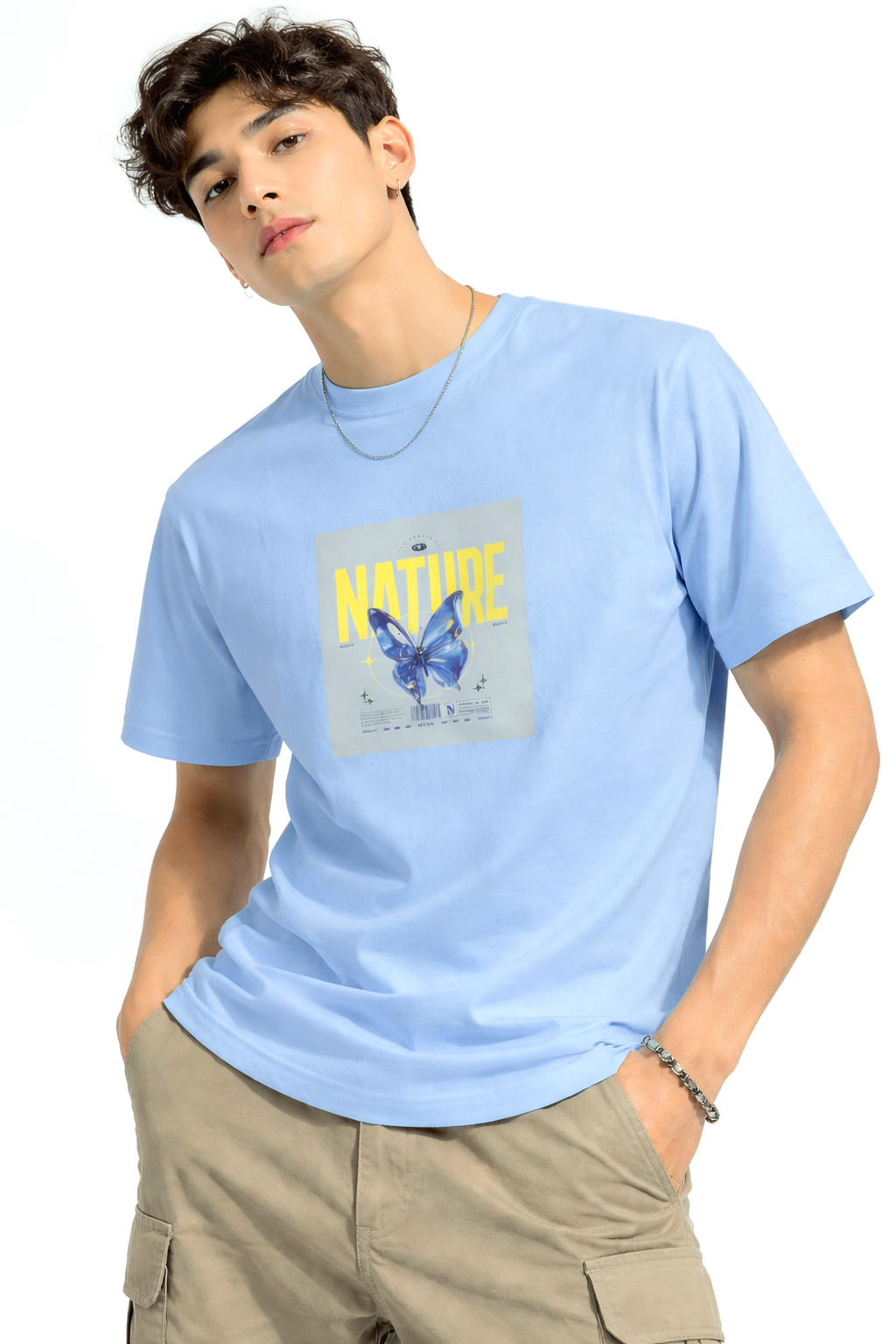 NATURE BUTTERFLY  PRINT HALF SLEEVE T SHIRT FOR MEN BY ATHEOS | BLACKOUTPOLLACHI