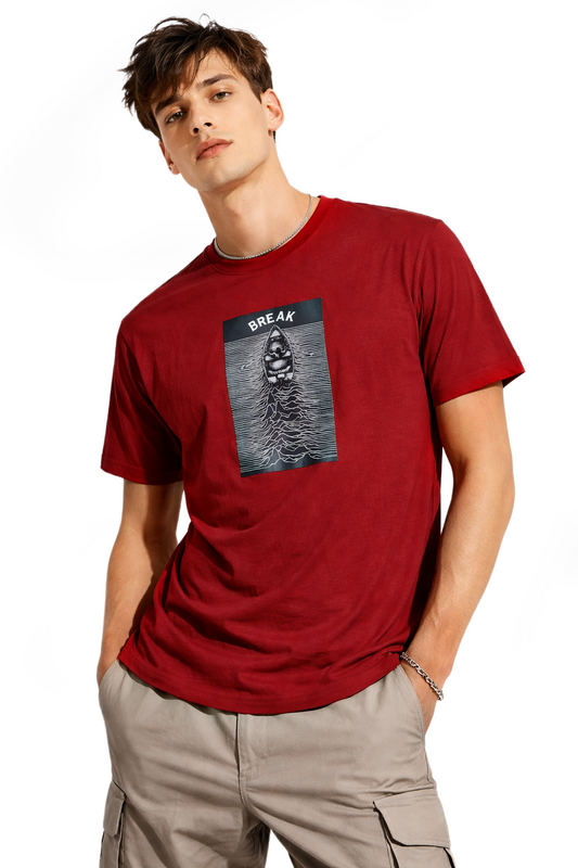 BREAK PRINT HALF SLEEVE T SHIRT FOR MEN BY ATHEOS | BLACKOUTPOLLACHI