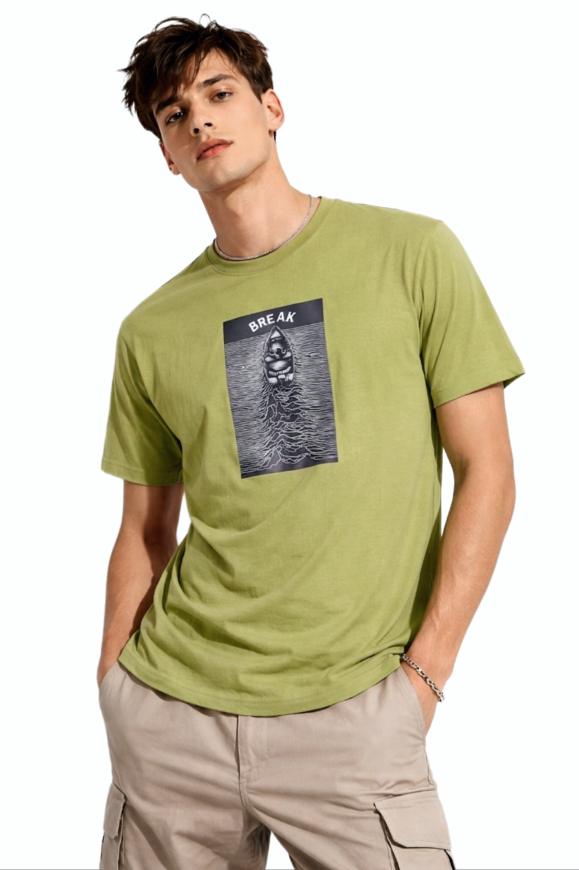 BREAK PRINT HALF SLEEVE T SHIRT FOR MEN BY ATHEOS | BLACKOUTPOLLACHI