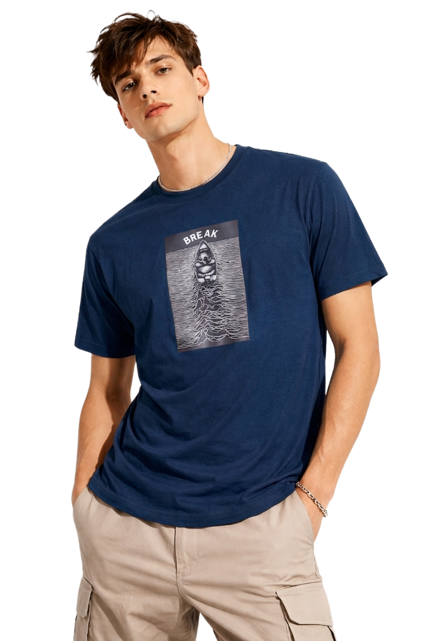 BREAK PRINT HALF SLEEVE T SHIRT FOR MEN BY ATHEOS | BLACKOUTPOLLACHI
