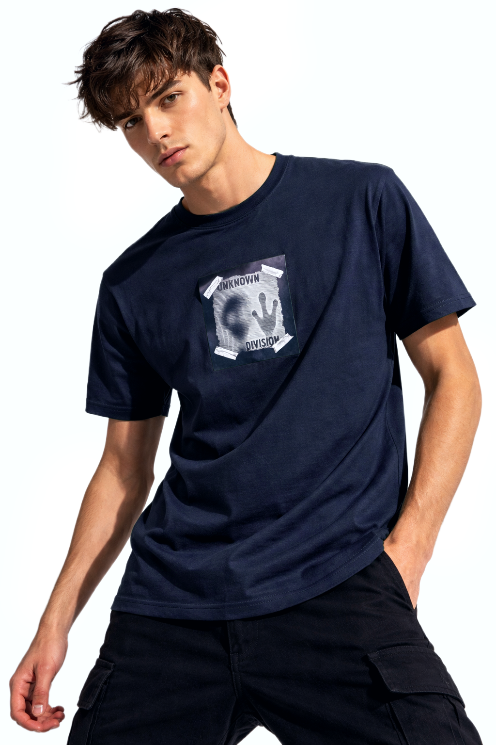 UNKNOWN DIVITION PRINT HALF SLEEVE T SHIRT FOR MEN BY ATHEOS | BLACKOUTPOLLACHI