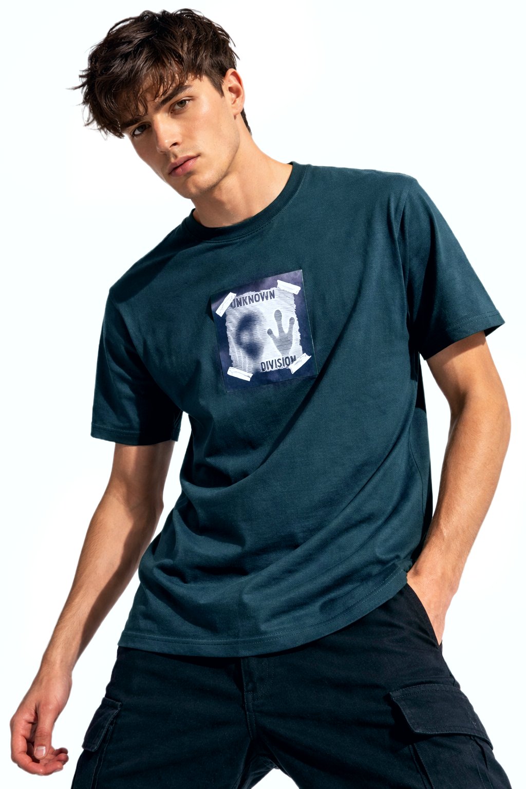 UNKNOWN DIVITION PRINT HALF SLEEVE T SHIRT FOR MEN BY ATHEOS | BLACKOUTPOLLACHI