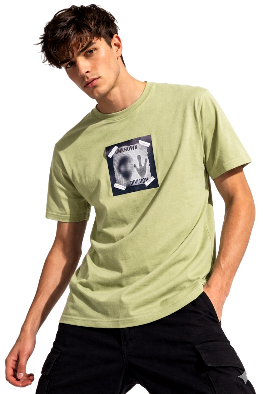 UNKNOWN DIVITION PRINT HALF SLEEVE T SHIRT FOR MEN BY ATHEOS | BLACKOUTPOLLACHI