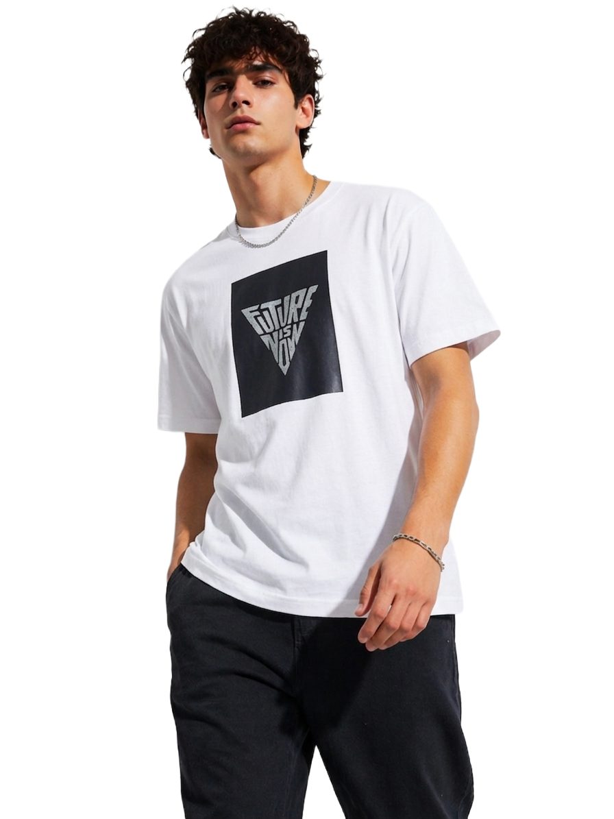 FUTURE IS NOW PRINT HALF SLEEVE T SHIRT FOR MEN BY ATHEOS | BLACKOUTPOLLACHI