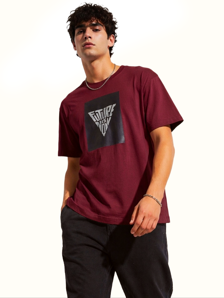 FUTURE IS NOW PRINT HALF SLEEVE T SHIRT FOR MEN BY ATHEOS | BLACKOUTPOLLACHI