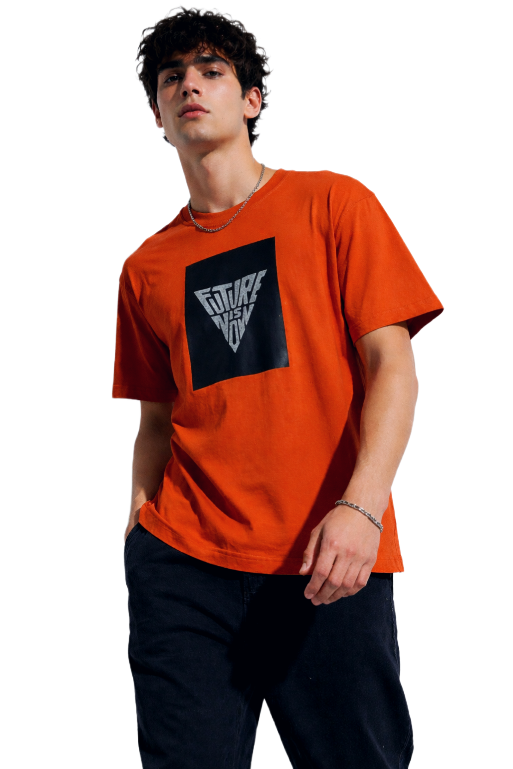 FUTURE IS NOW PRINT HALF SLEEVE T SHIRT FOR MEN BY ATHEOS | BLACKOUTPOLLACHI