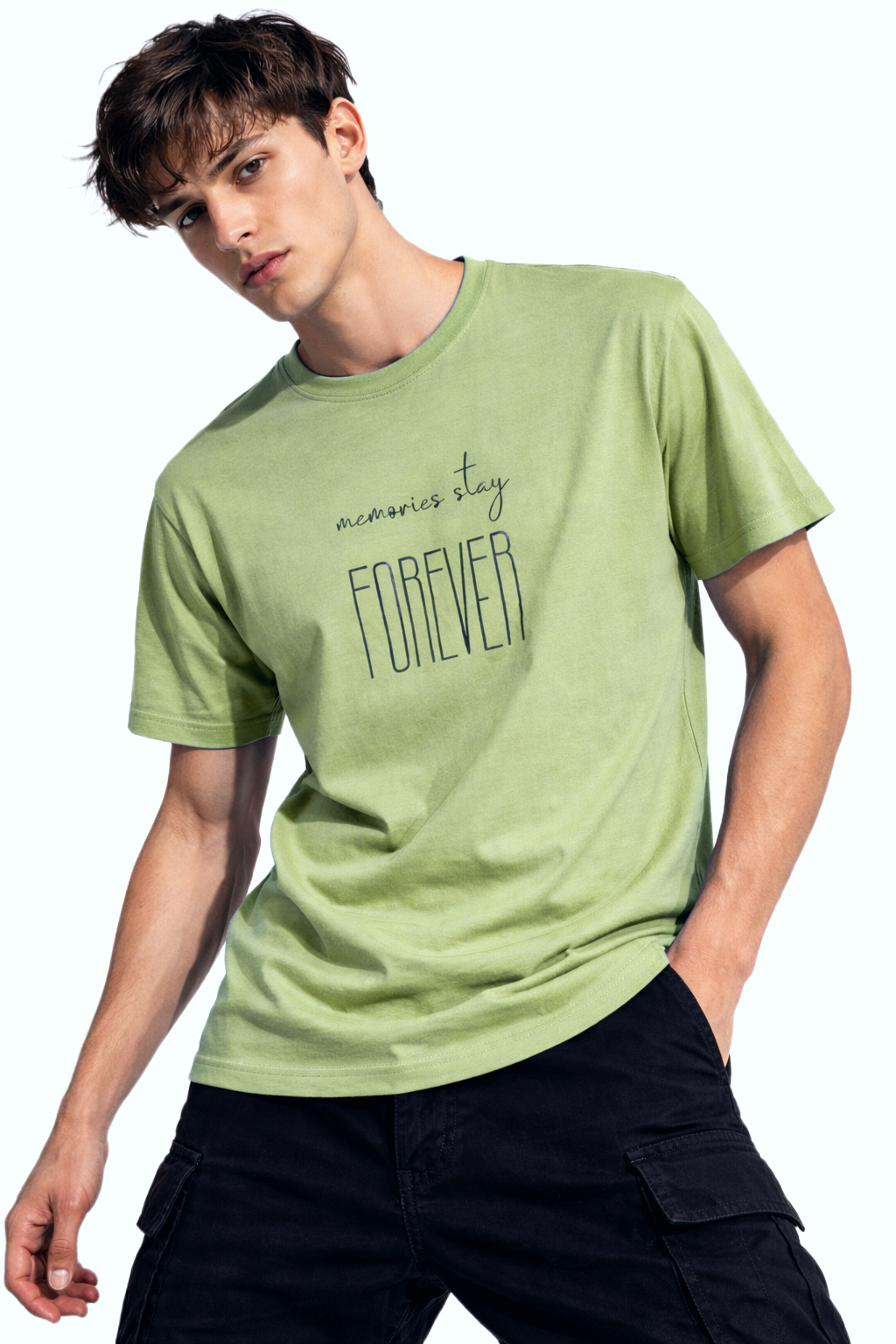 MEMORIES STAY FOREVER PRINT HALF SLEEVE T SHIRT FOR MEN BY ATHEOS | BLACKOUTPOLLACHI