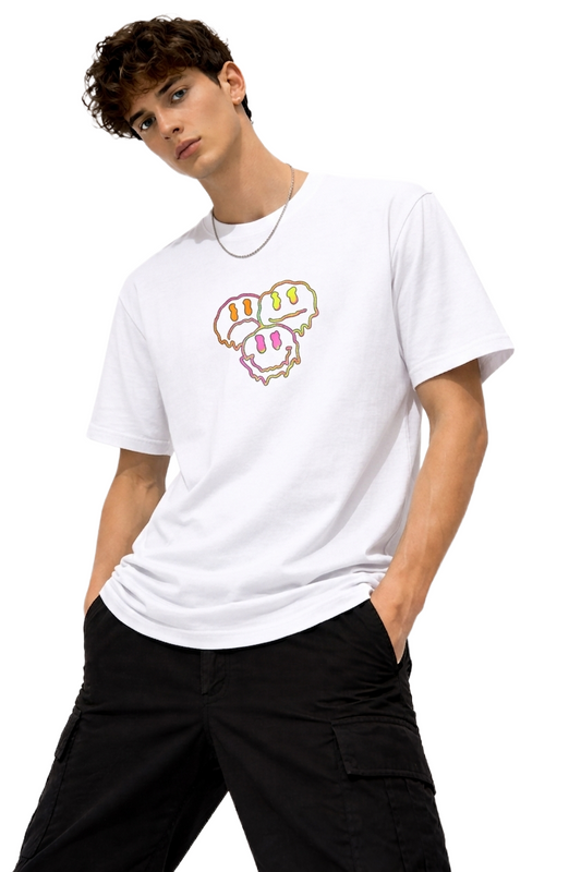 TRIPPY SMILE PRINT HALF SLEEVE T SHIRT FOR MEN BY ATHEOS | BLACKOUTPOLLACHI