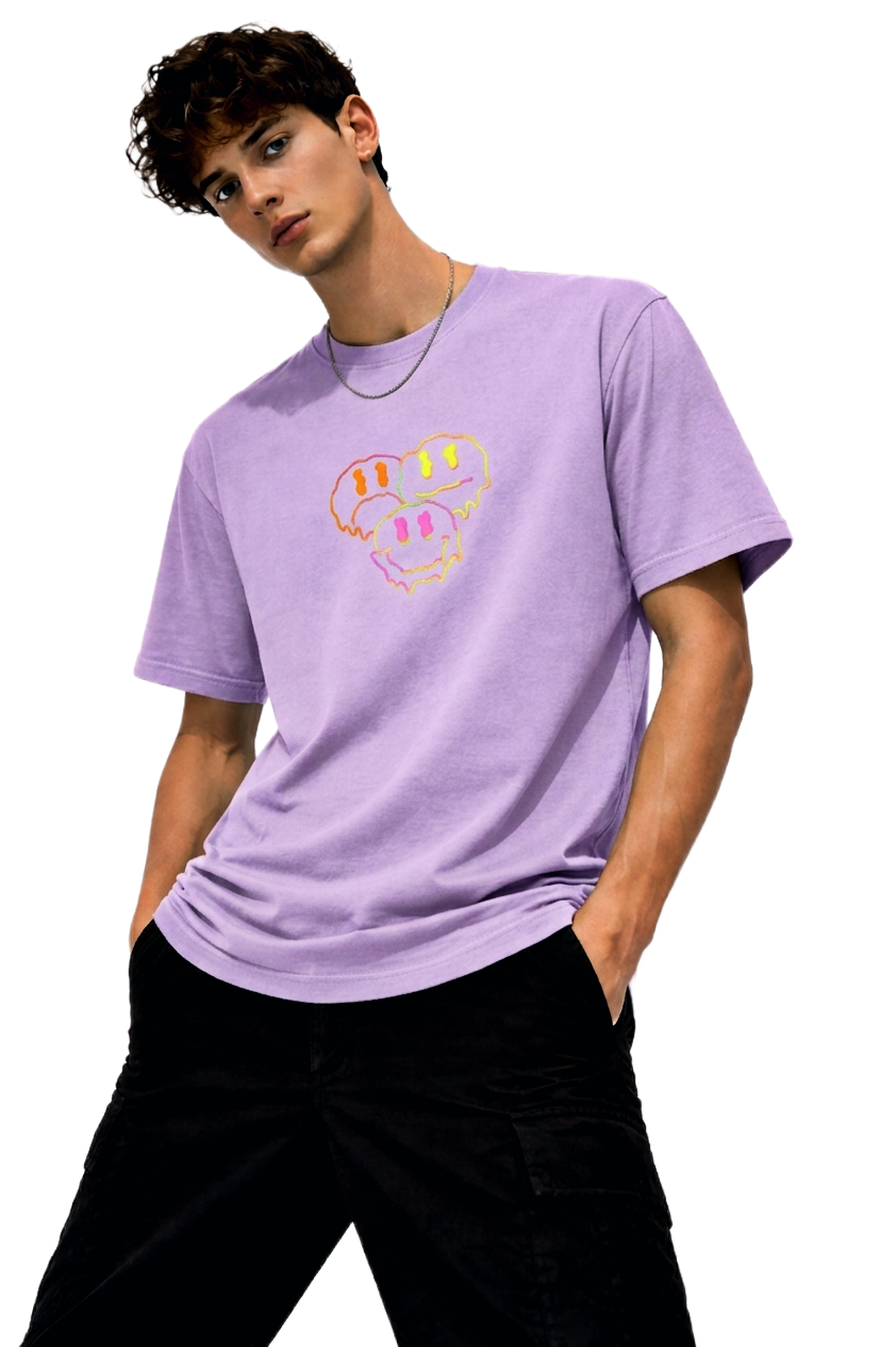 TRIPPY SMILE PRINT HALF SLEEVE T SHIRT FOR MEN BY ATHEOS | BLACKOUTPOLLACHI