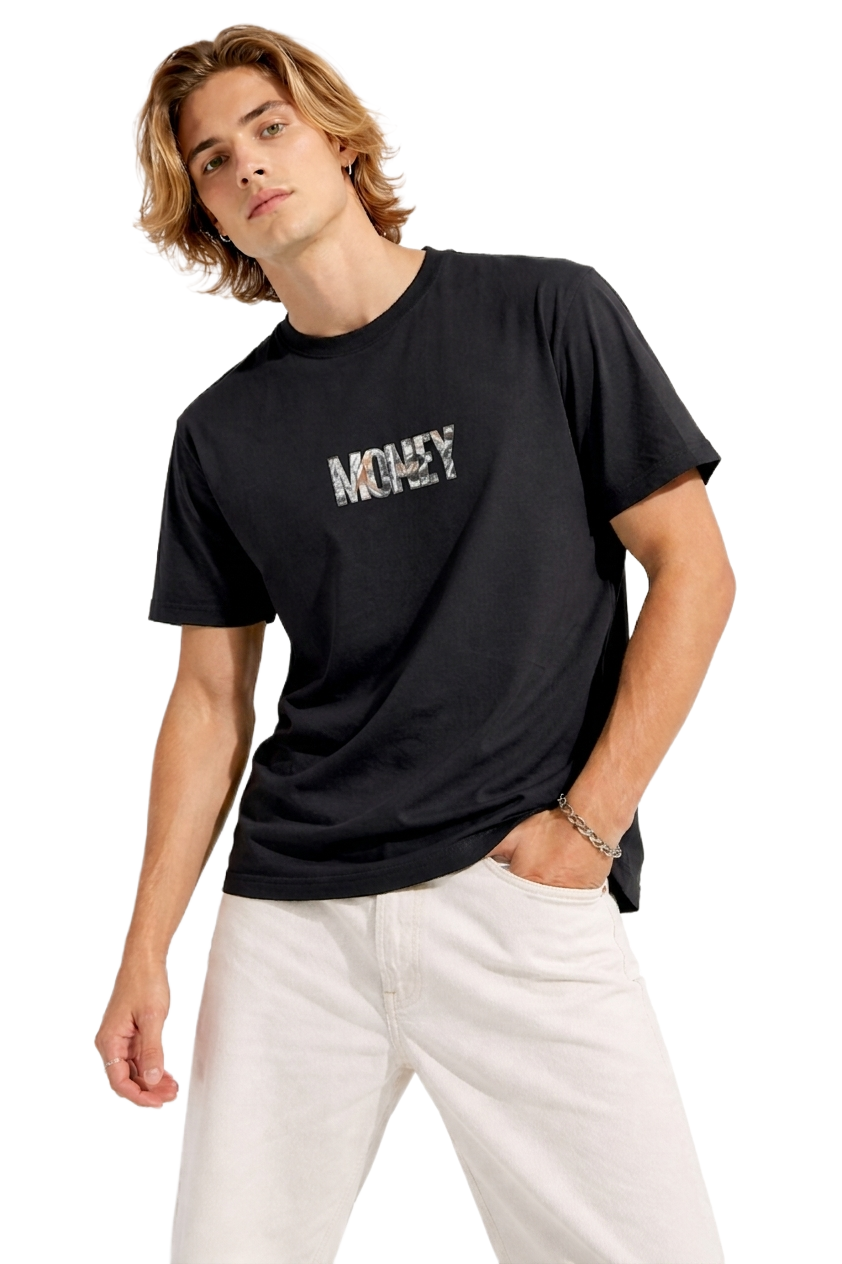 MONEY PRINT HALF SLEEVE T SHIRT FOR MEN BY ATHEOS | BLACKOUTPOLLACHI