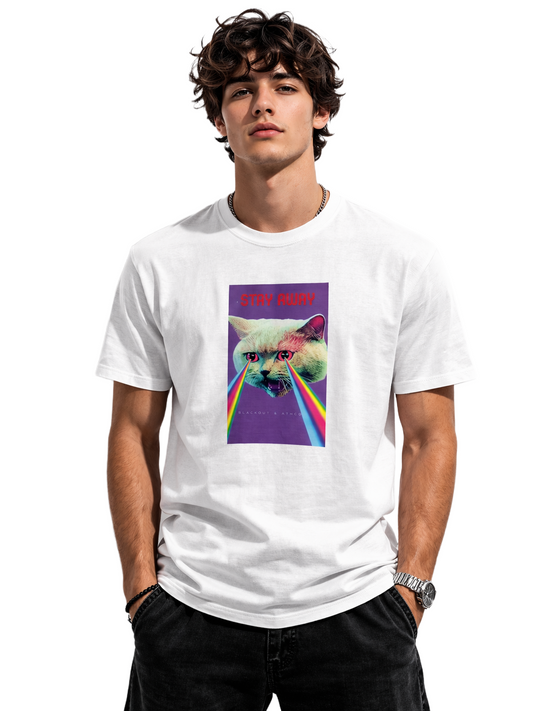 STAY AWAY PRINT HALF SLEEVE T SHIRT FOR MEN BY ATHEOS | BLACKOUTPOLLACHI