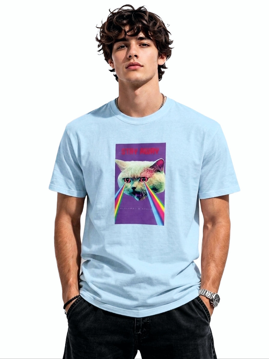 STAY AWAY PRINT HALF SLEEVE T SHIRT FOR MEN BY ATHEOS | BLACKOUTPOLLACHI