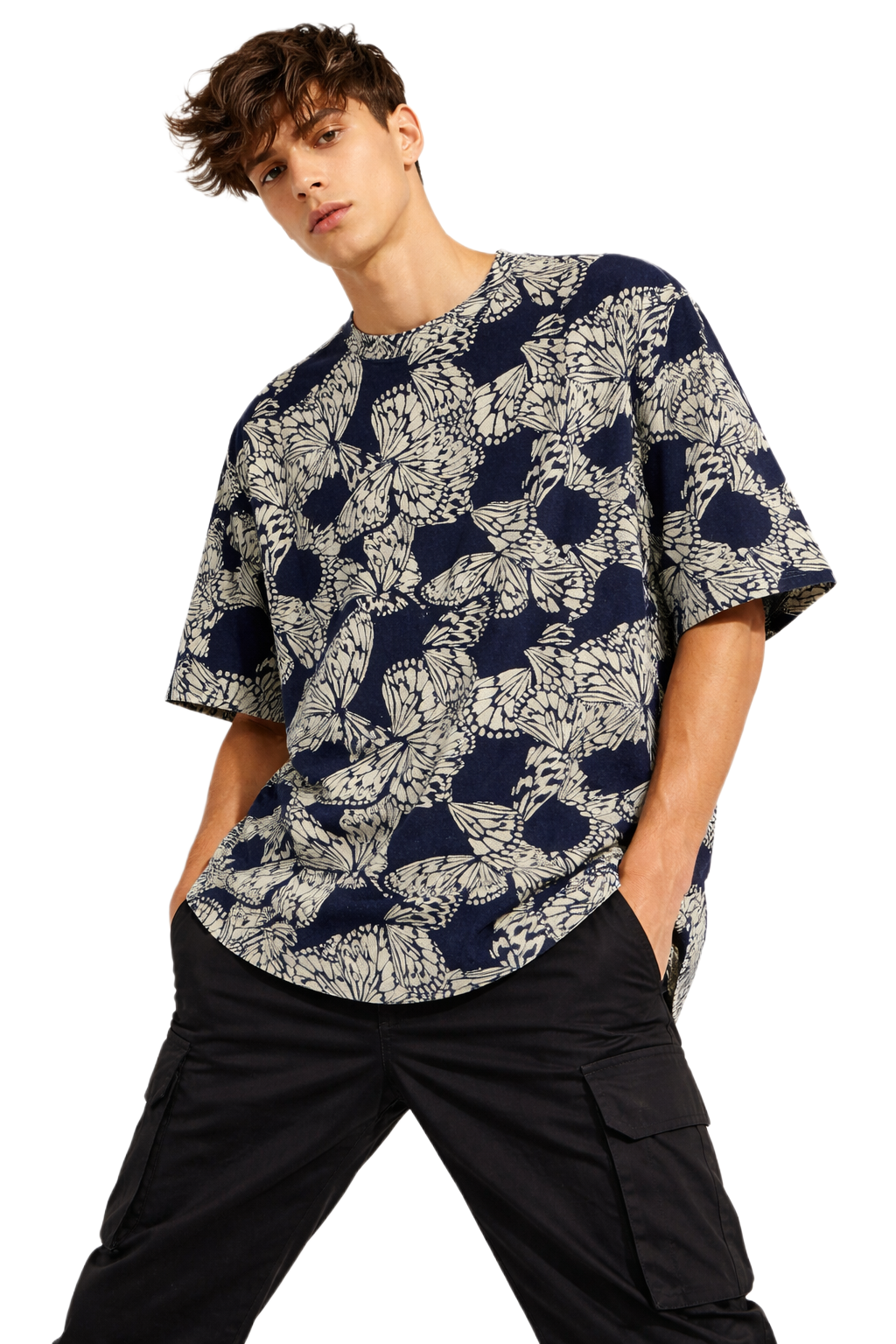 BUTTERLY ALL OVER PRINTED OVERSIZED T SHIRT