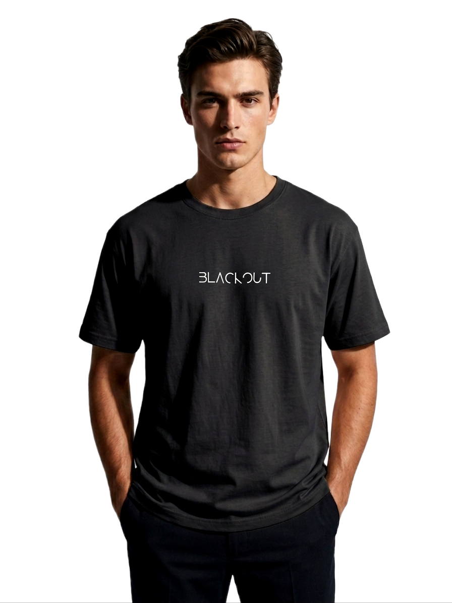 BLACKOUT PRINT HALF SLEEVE T SHIRT FOR MEN BY ATHEOS | BLACKOUTPOLLACHI