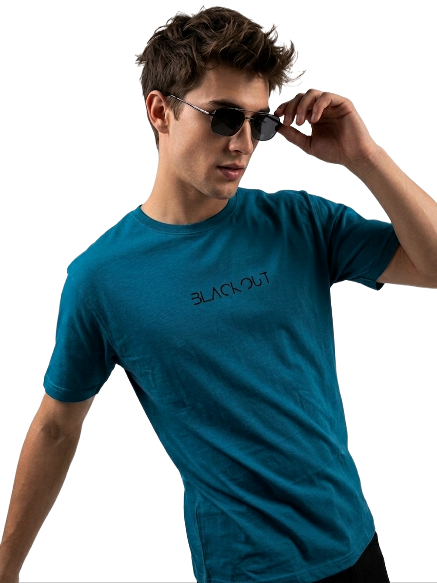 BLACKOUT PRINT HALF SLEEVE T SHIRT FOR MEN BY ATHEOS | BLACKOUTPOLLACHI