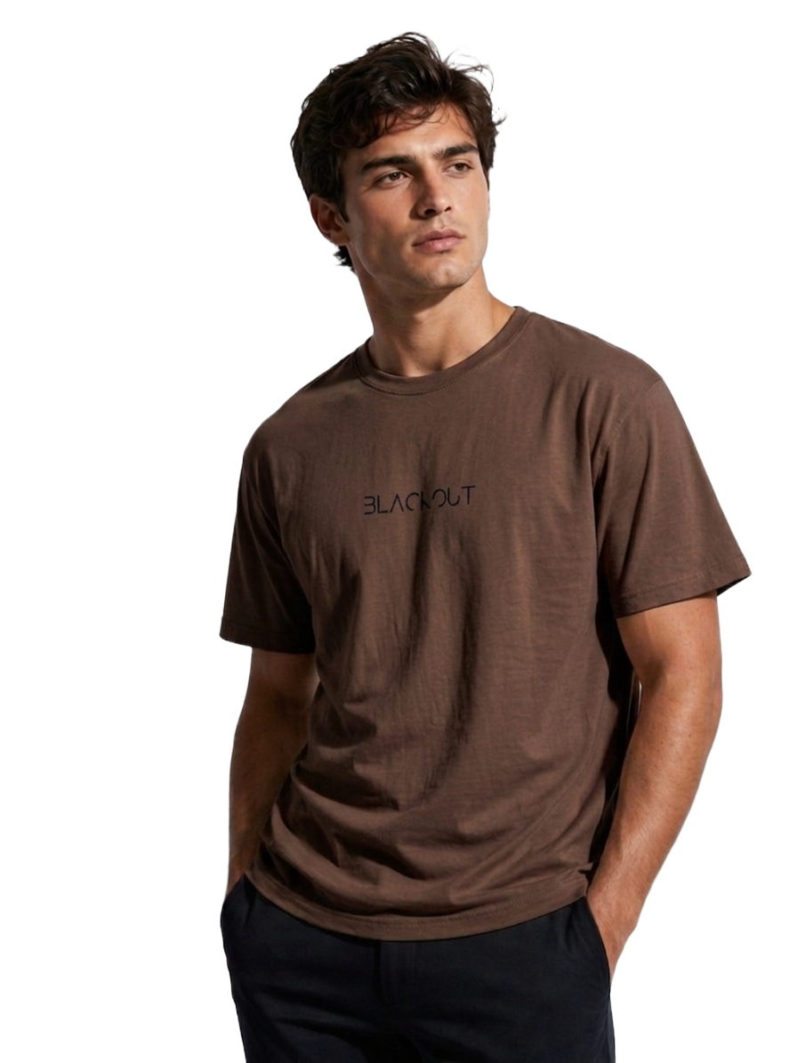BLACKOUT PRINT HALF SLEEVE T SHIRT FOR MEN BY ATHEOS | BLACKOUTPOLLACHI
