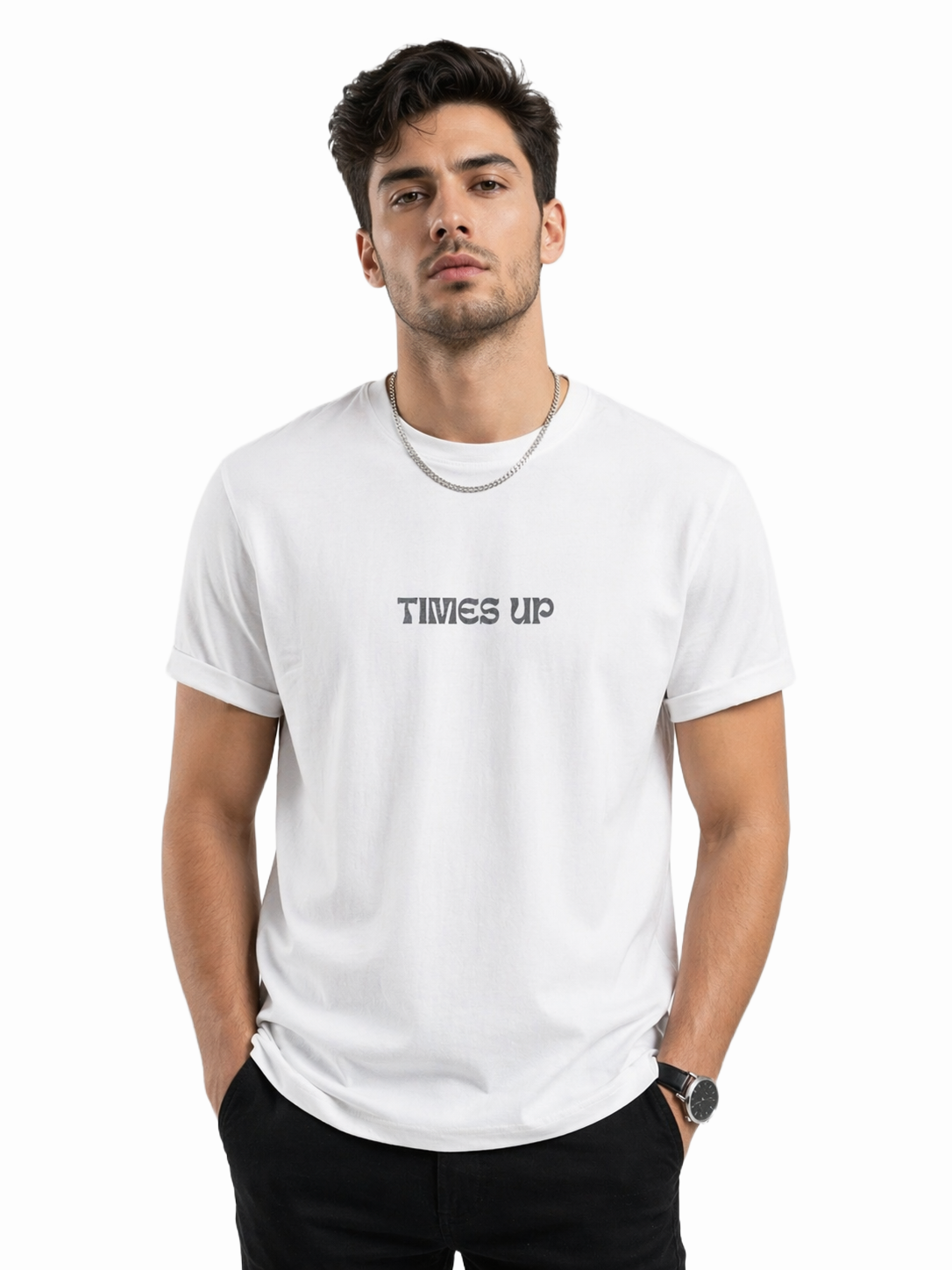 TIMESUP PRINT HALF SLEEVE T SHIRT FOR MEN BY ATHEOS | BLACKOUTPOLLACHI