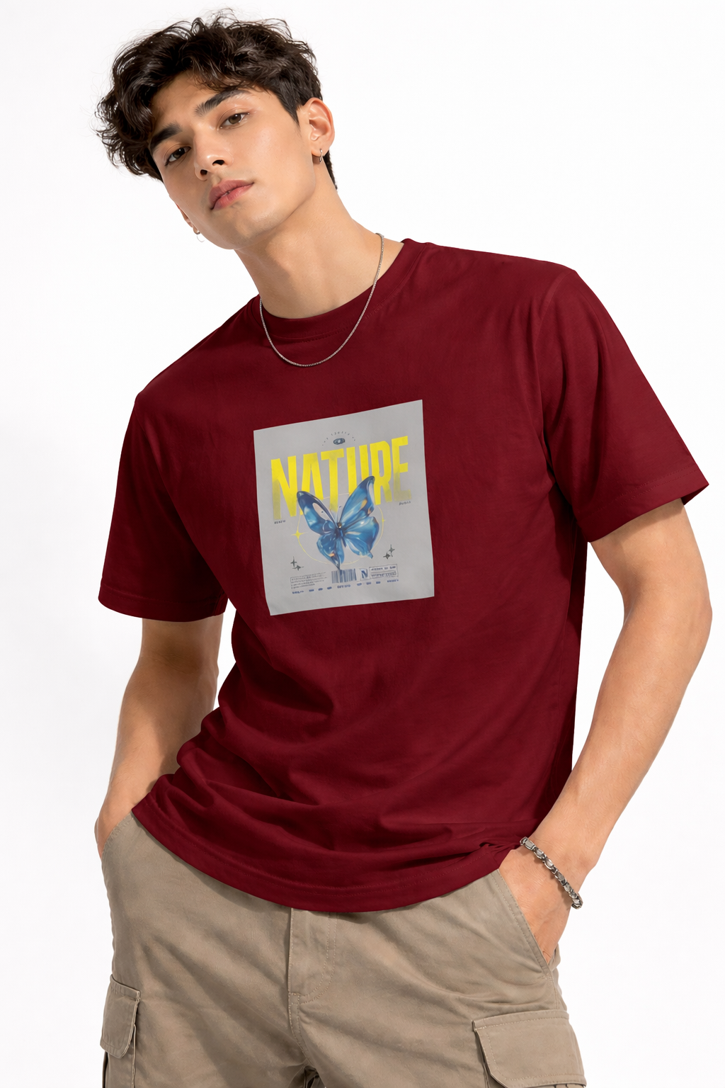 NATURE BUTTERFLY  PRINT HALF SLEEVE T SHIRT FOR MEN BY ATHEOS | BLACKOUTPOLLACHI