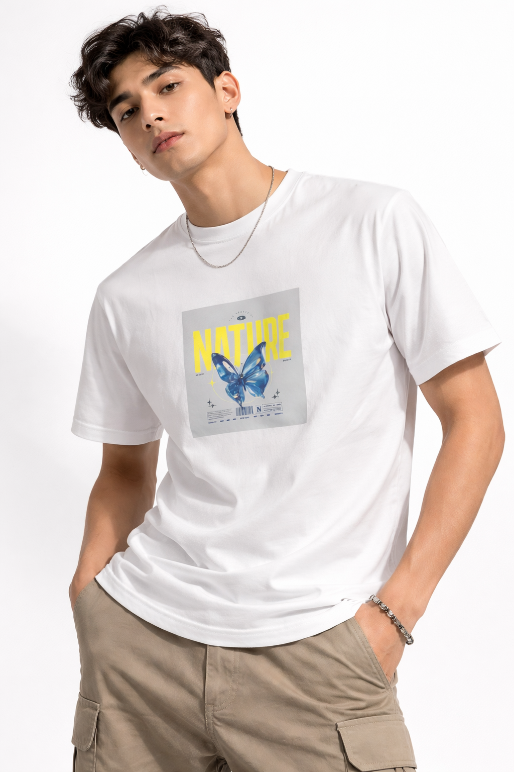 NATURE BUTTERFLY  PRINT HALF SLEEVE T SHIRT FOR MEN BY ATHEOS | BLACKOUTPOLLACHI